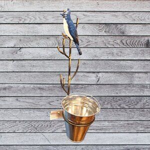 Blue Jay Bird Metal Wall Hanger - Plant - Accessories - Crafts